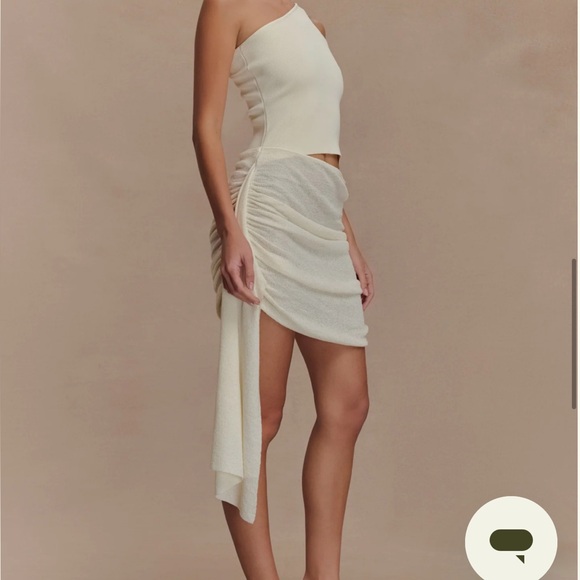 Cali Drape Skirt Knit Mini Dress - Ivory - Picture 5 of 7